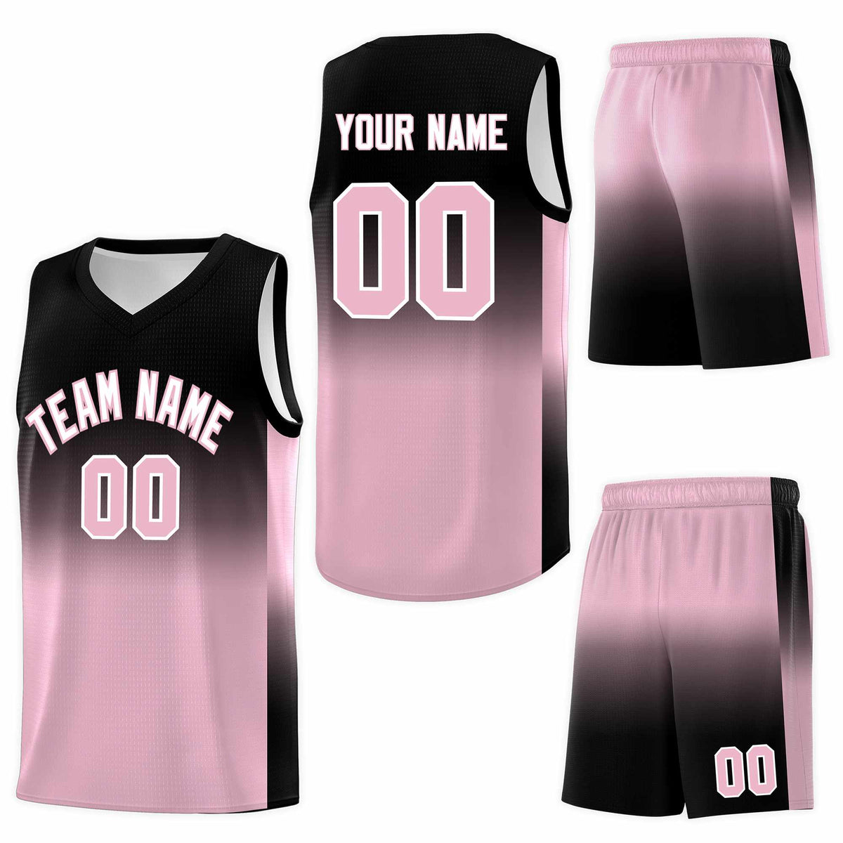 Custom Black Light Pink Gradient Fashion Sets Sports Uniform Basketball Jersey