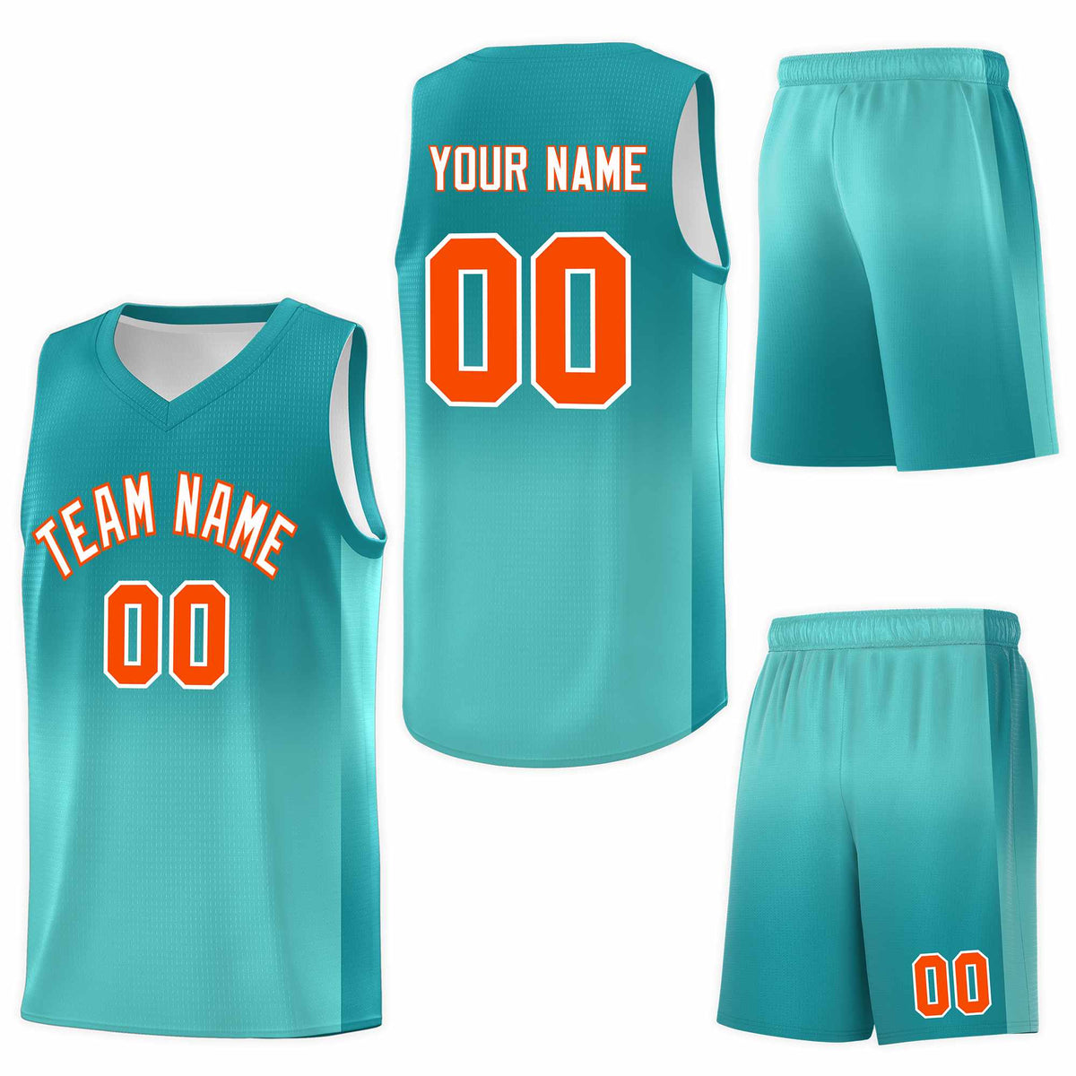 Custom Aqua Bright Green Gradient Fashion Sets Sports Uniform Basketball Jersey