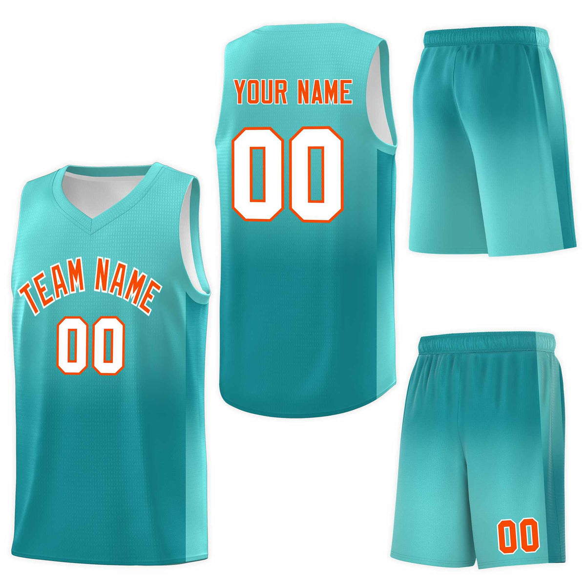 Custom Bright Green Aqua Gradient Fashion Sets Sports Uniform Basketball Jersey
