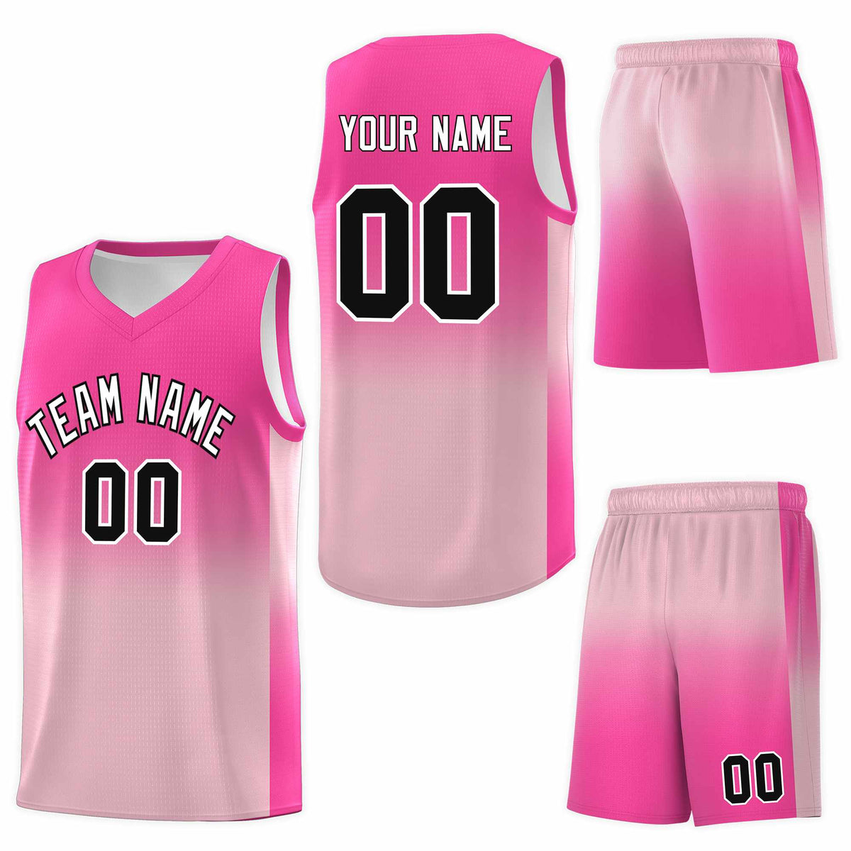 Custom Pink Light Pink Gradient Fashion Sets Sports Uniform Basketball Jersey