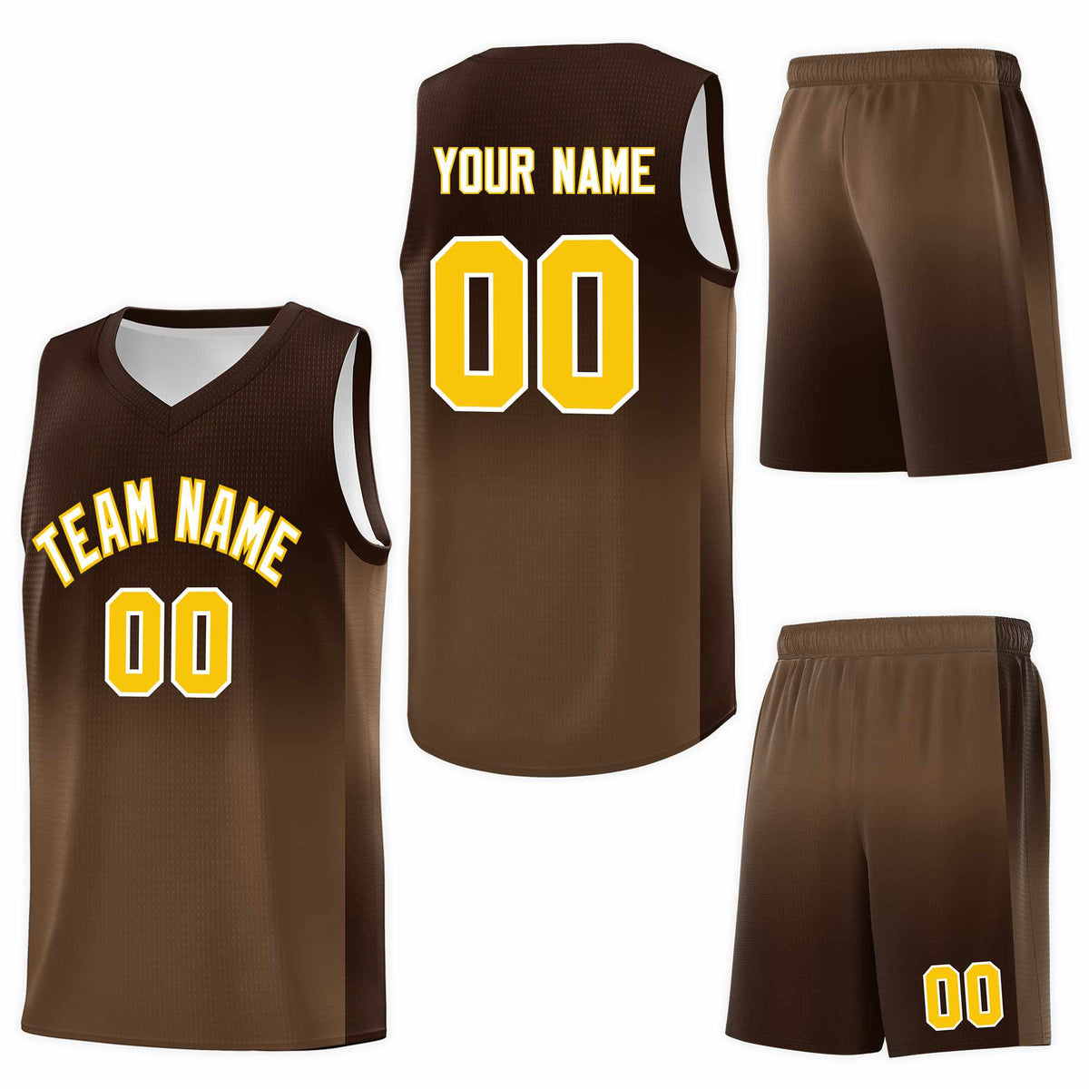 Custom Brown Light Brown Gradient Fashion Sets Sports Uniform Basketball Jersey