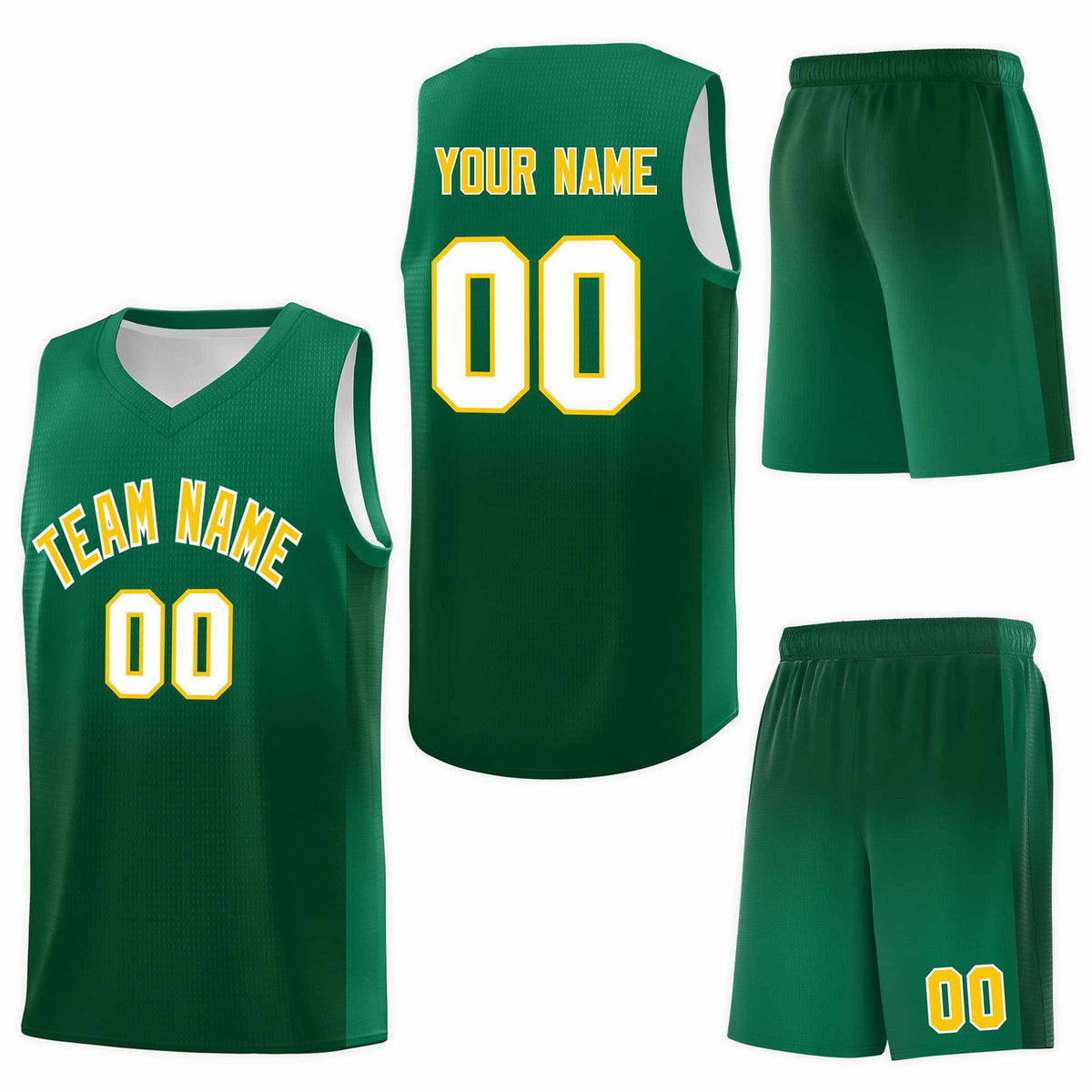 Custom Kelly Green Green Gradient Fashion Sets Sports Uniform Basketball Jersey