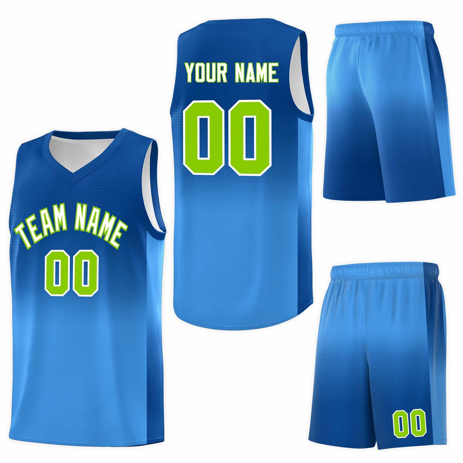 Custom Royal Powder Blue Gradient Fashion Sets Sports Uniform Basketball Jersey