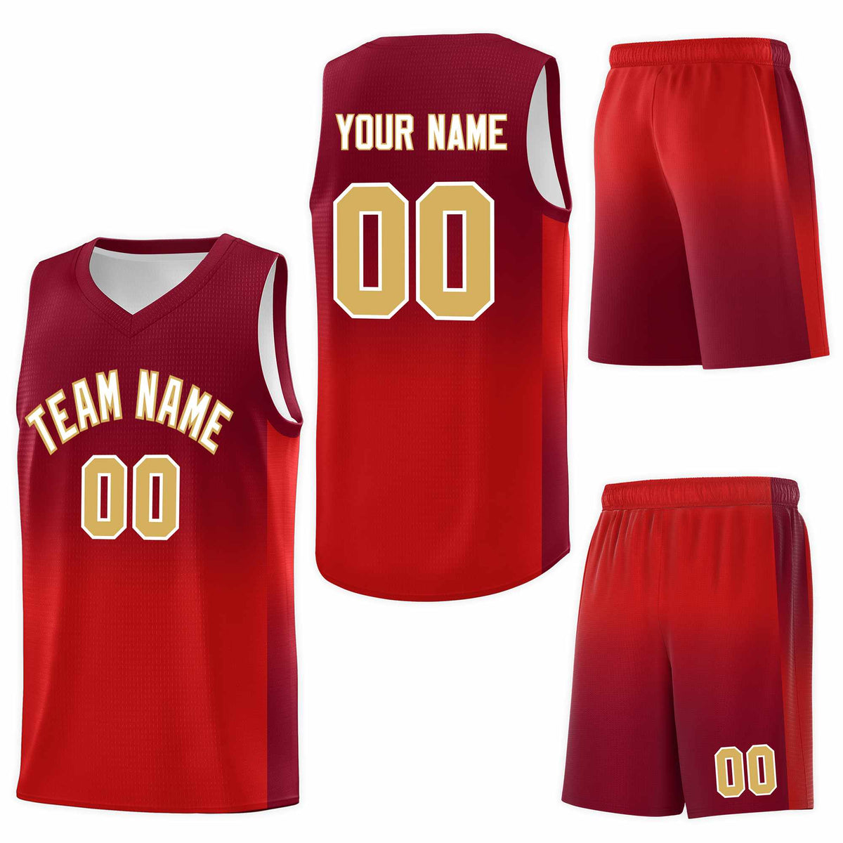 Custom Crimson Red Gradient Fashion Sets Sports Uniform Basketball Jersey