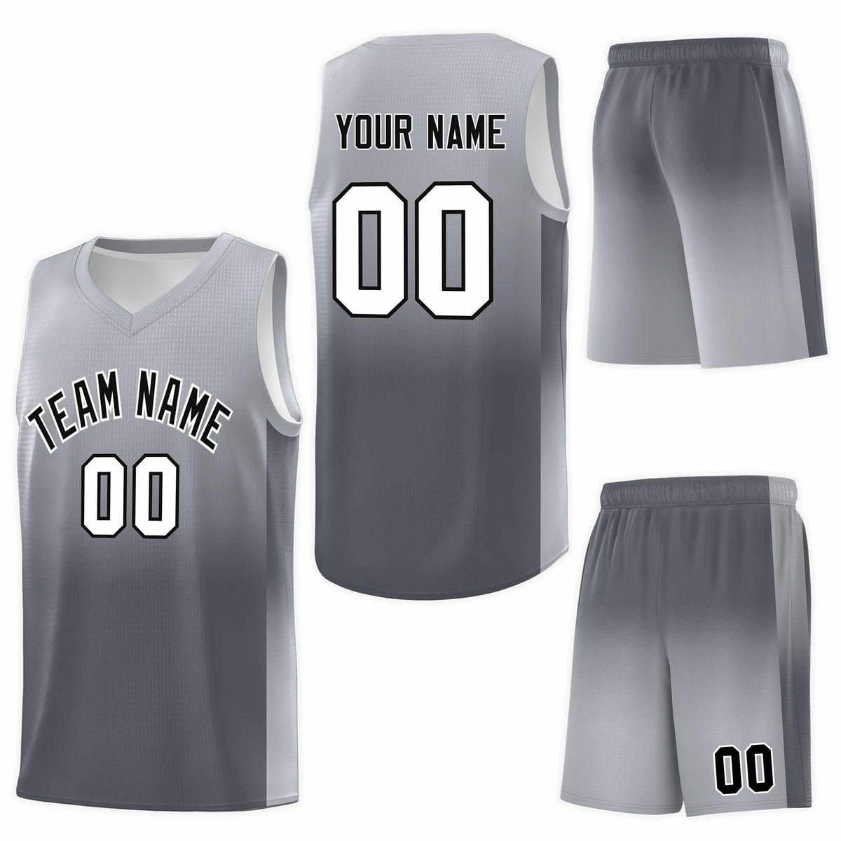 Custom Gray Dark Gray Gradient Fashion Sets Sports Uniform Basketball Jersey
