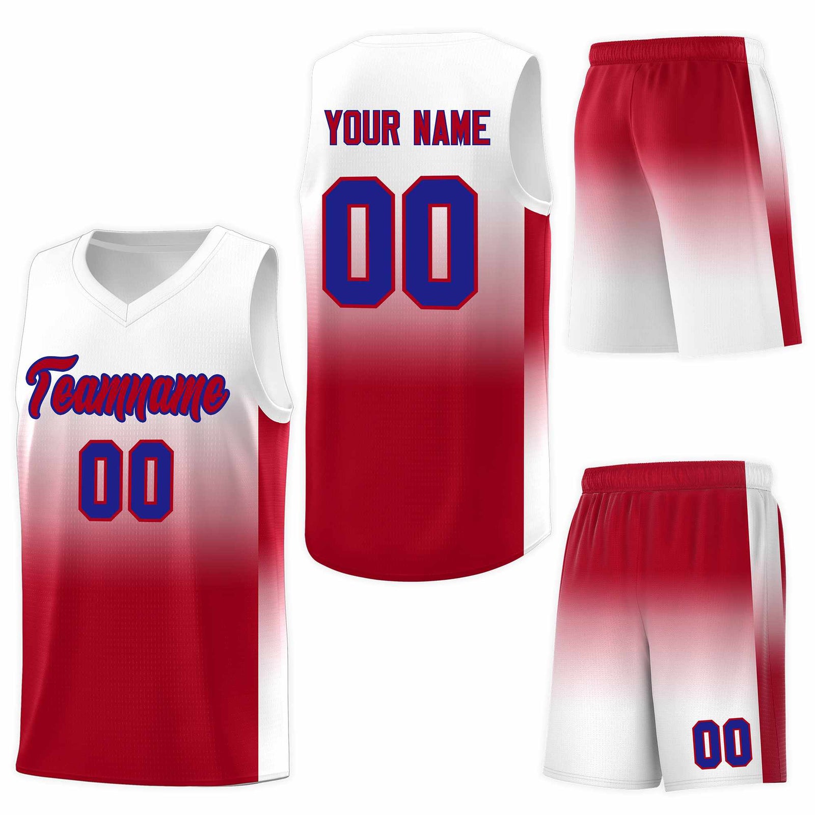 Custom White Red Gradient Fashion Sets Sports Uniform Basketball Jersey