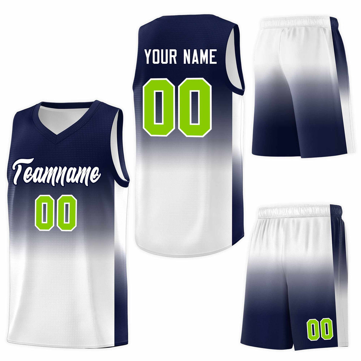 Custom Navy White Gradient Fashion Sets Sports Uniform Basketball Jersey