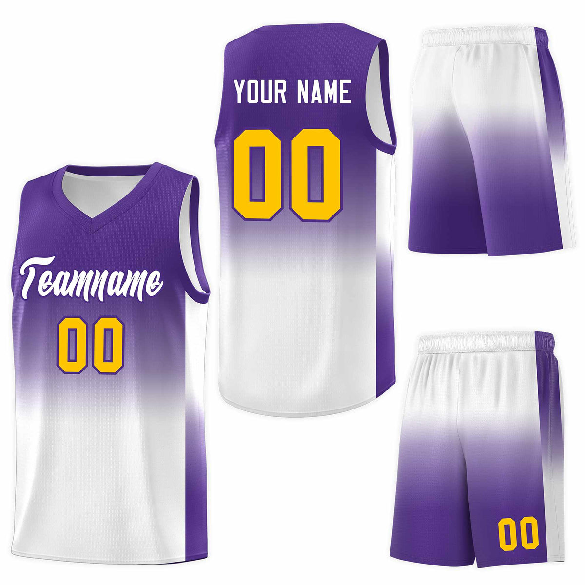 Custom Purple White Gradient Fashion Sets Sports Uniform Basketball Jersey