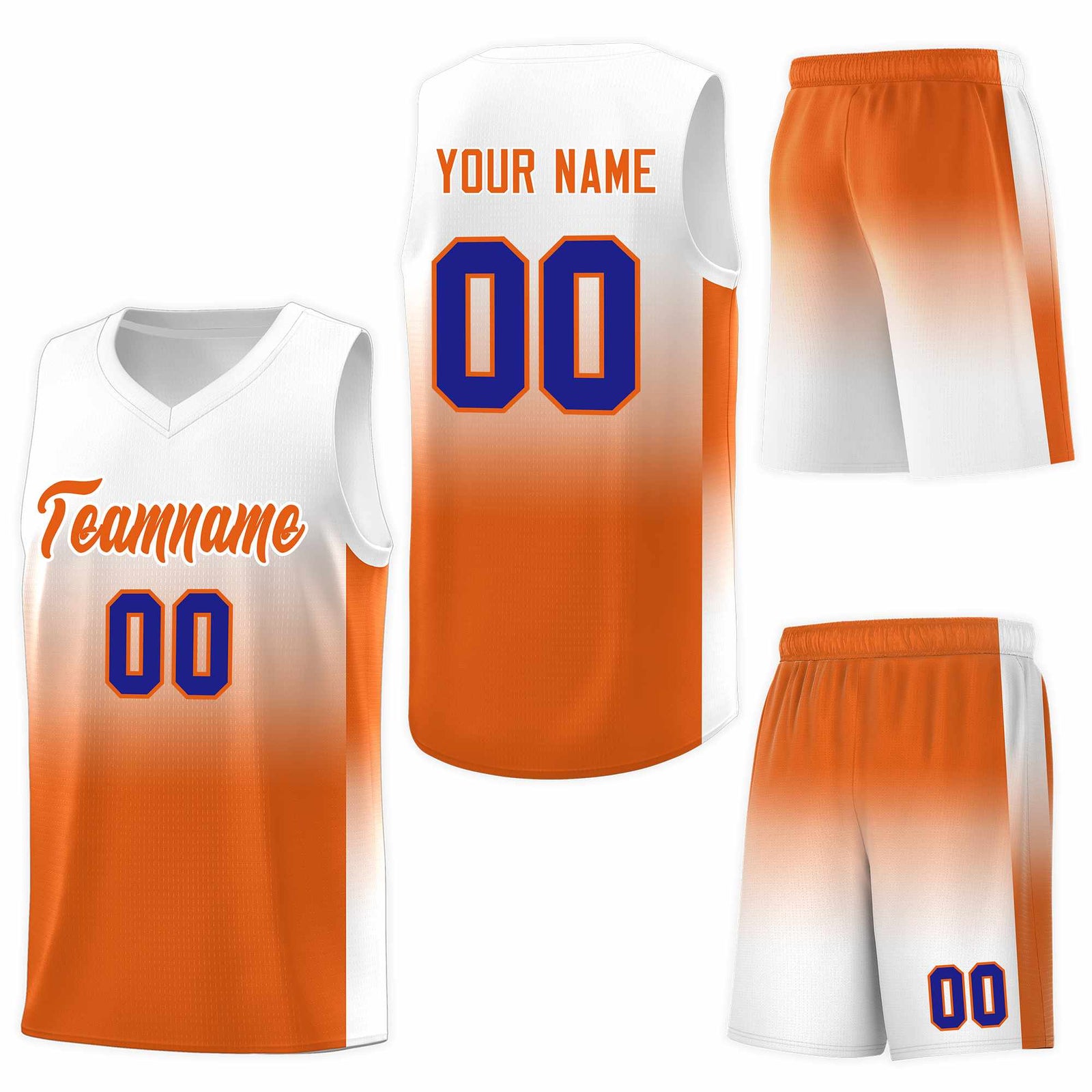 Custom White Orange Gradient Fashion Sets Sports Uniform Basketball Jersey