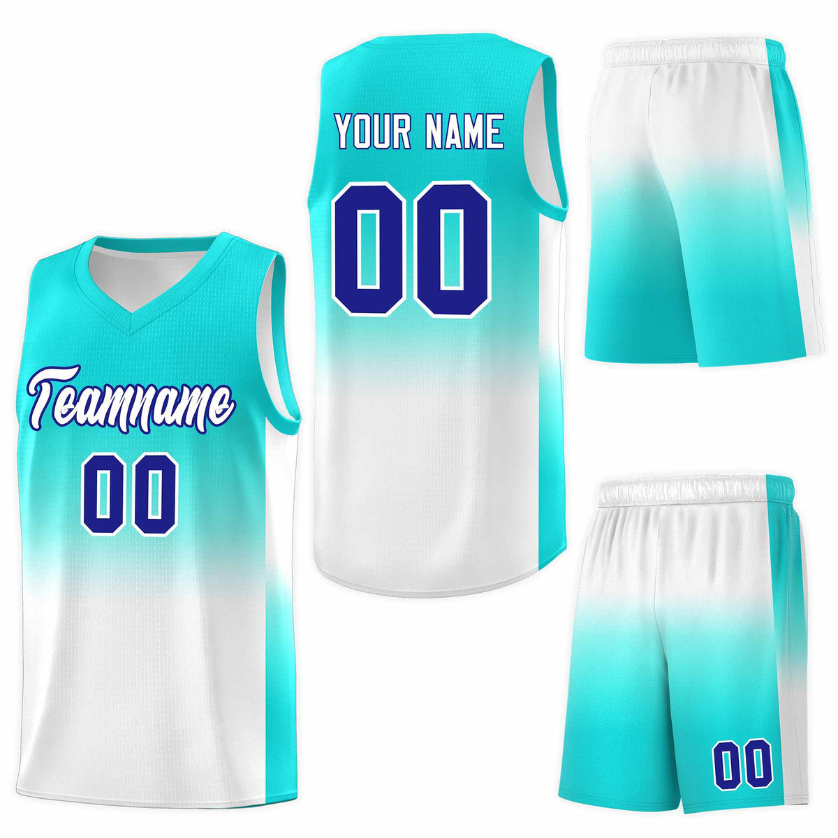 Custom Bright Green White Gradient Fashion Sets Sports Uniform Basketball Jersey