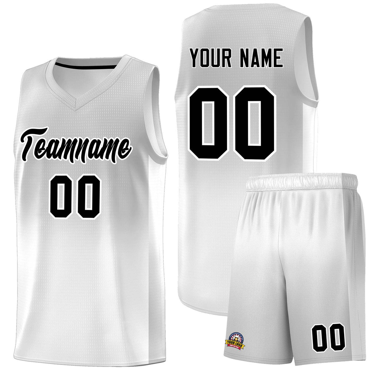 Custom Gray White Gradient Fashion Sets Sports Uniform Basketball Jersey