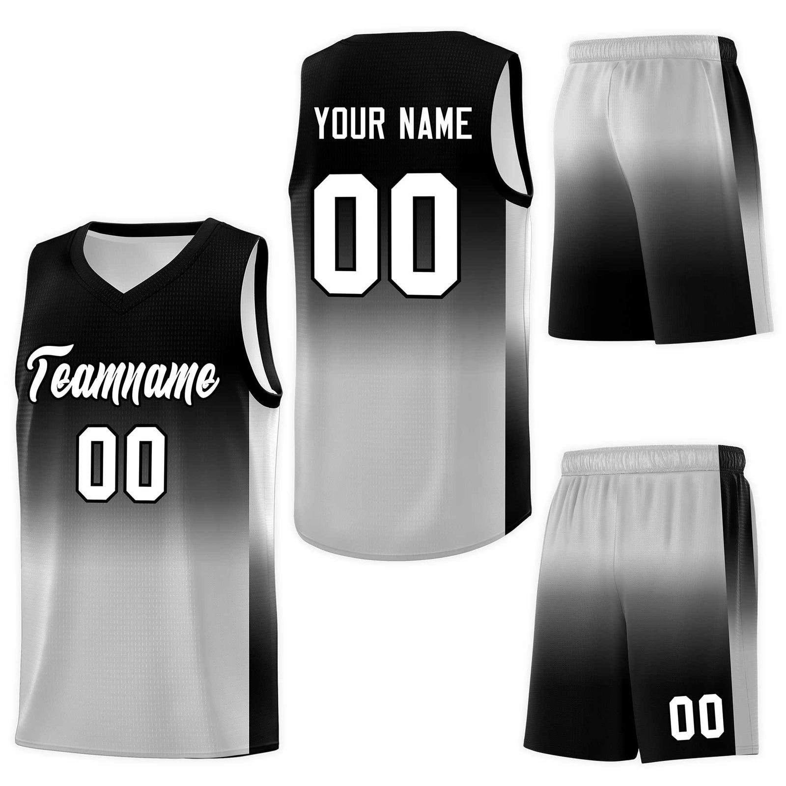 Custom Black Gray Gradient Fashion Sets Sports Uniform Basketball Jersey
