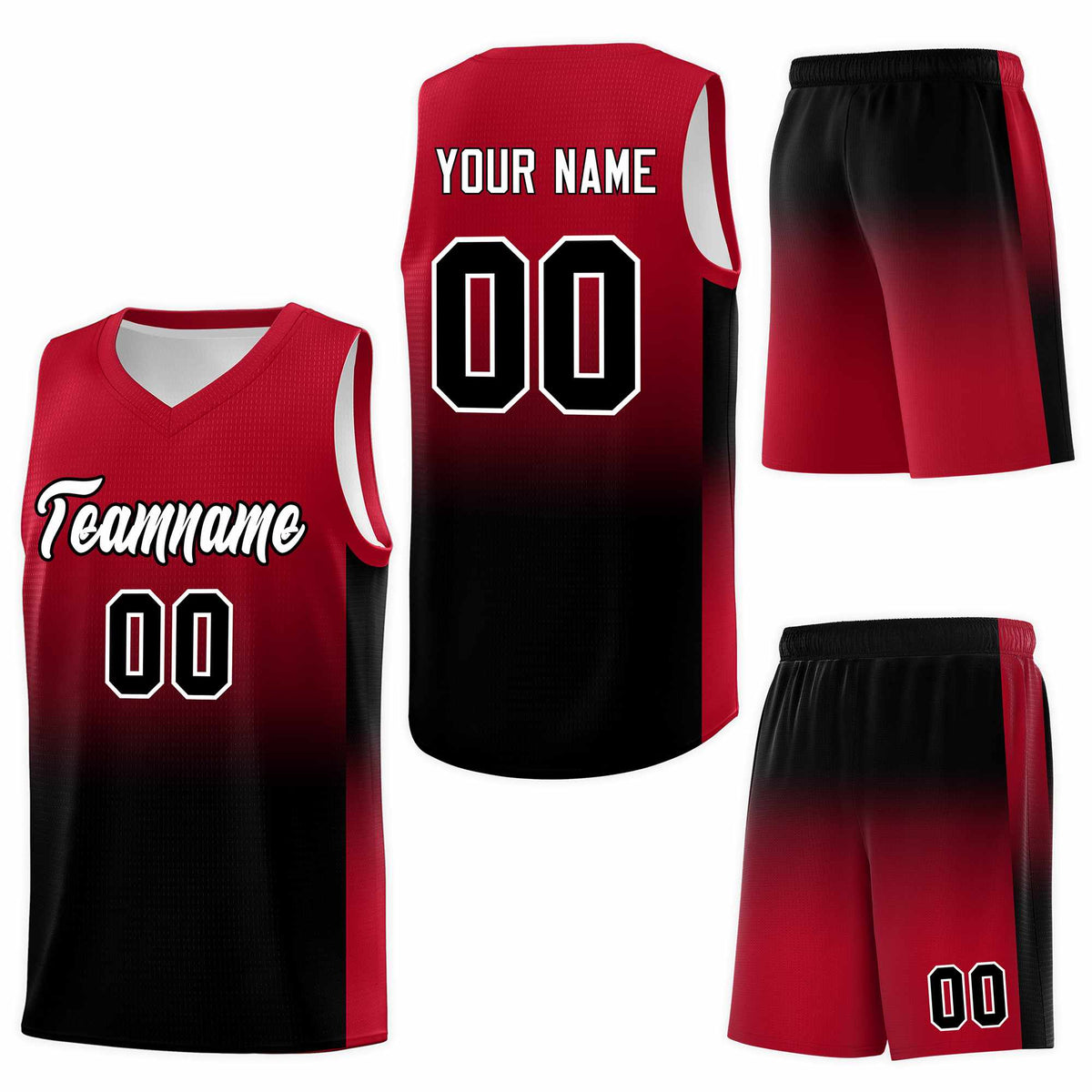 Custom Red Black Gradient Fashion Sets Sports Uniform Basketball Jersey