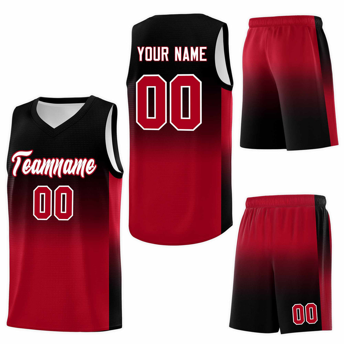Custom Black Red Gradient Fashion Sets Sports Uniform Basketball Jersey