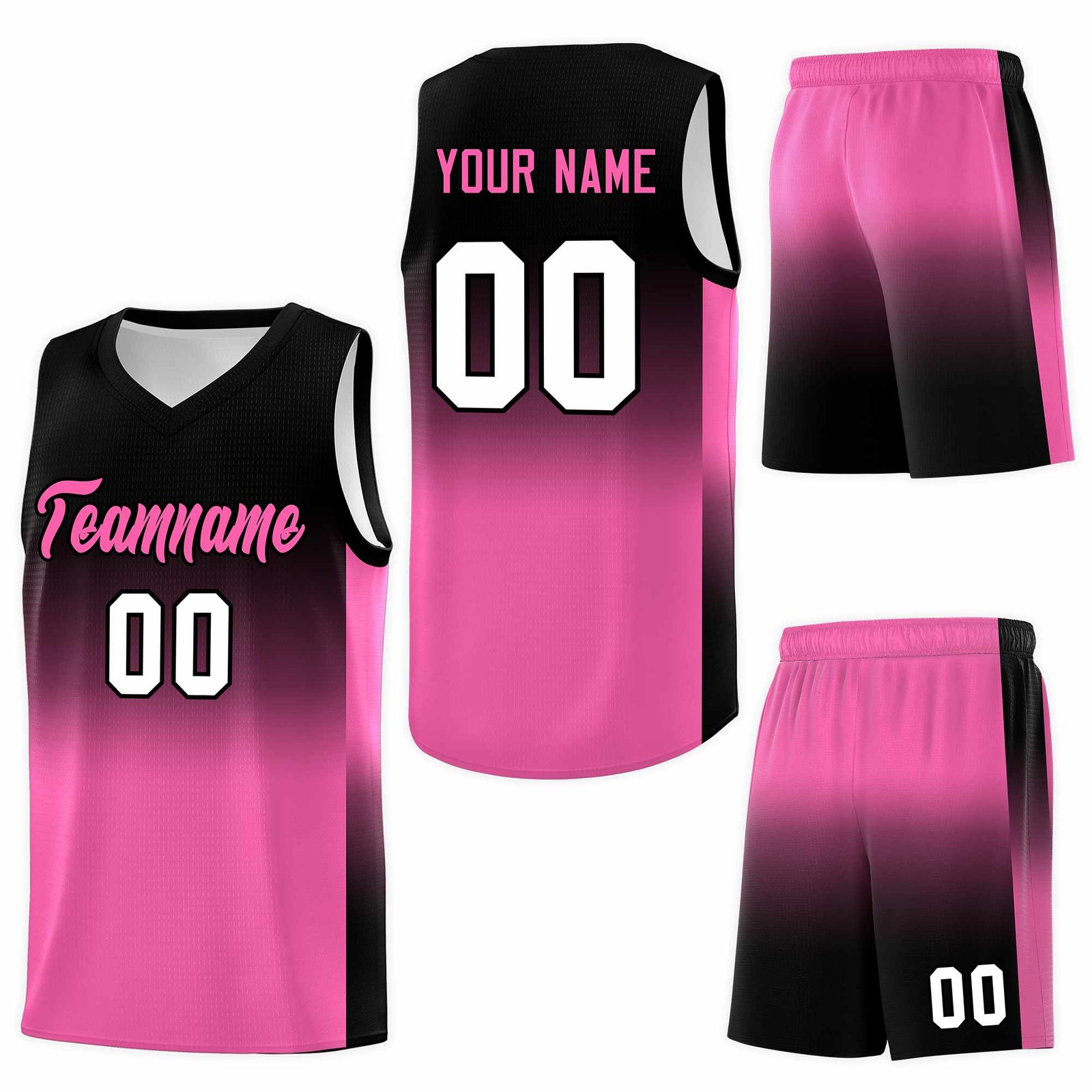 Custom Black Pink Gradient Fashion Sets Sports Uniform Basketball Jersey