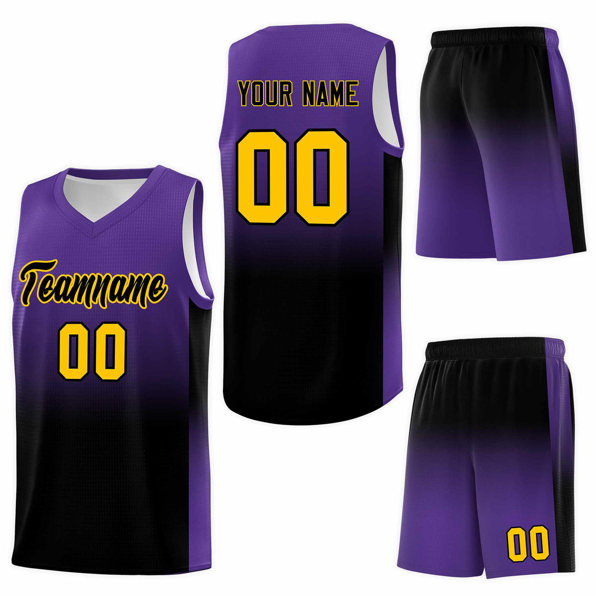 Custom Purple Black Gradient Fashion Sets Sports Uniform Basketball Jersey