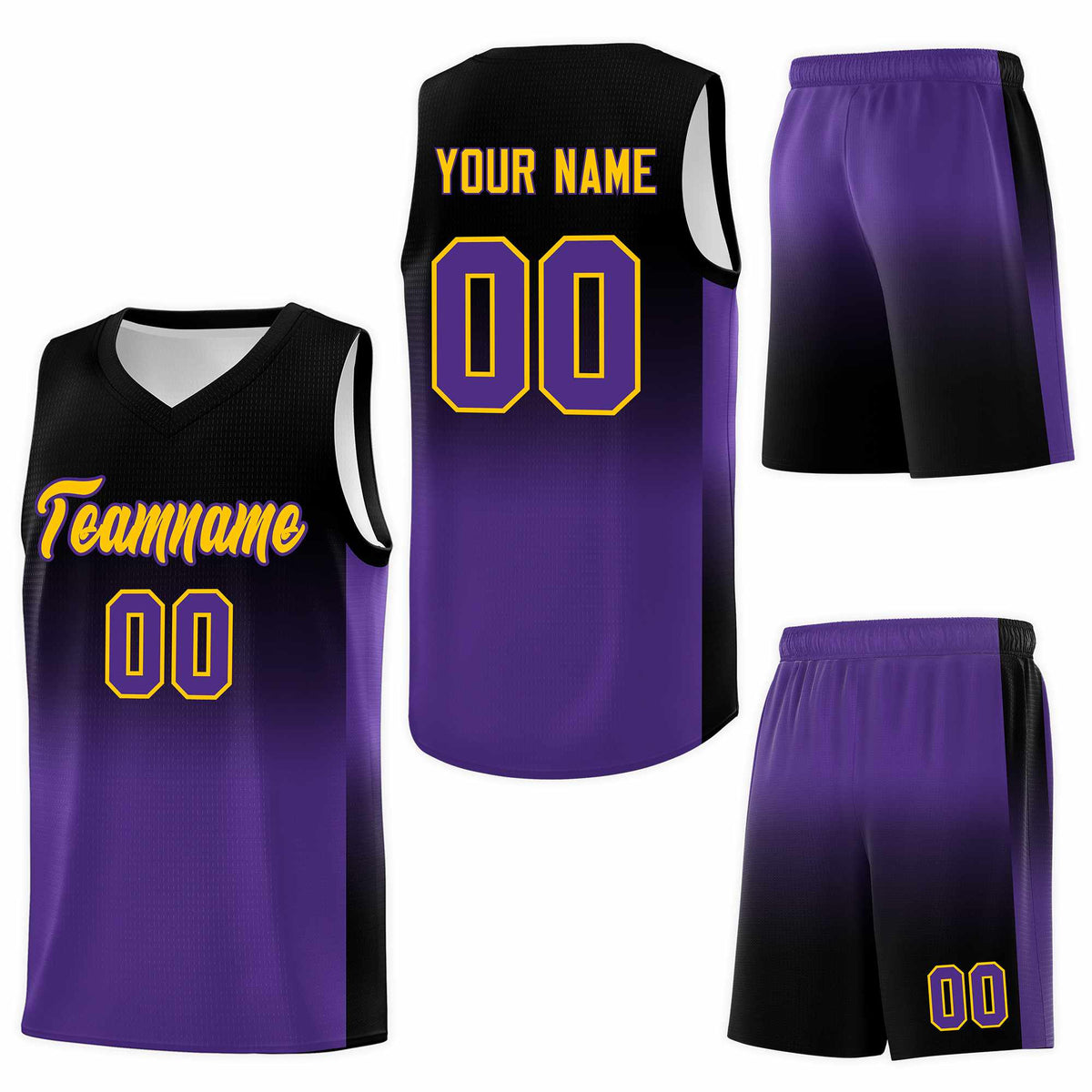 Custom Black Purple Gradient Fashion Sets Sports Uniform Basketball Jersey