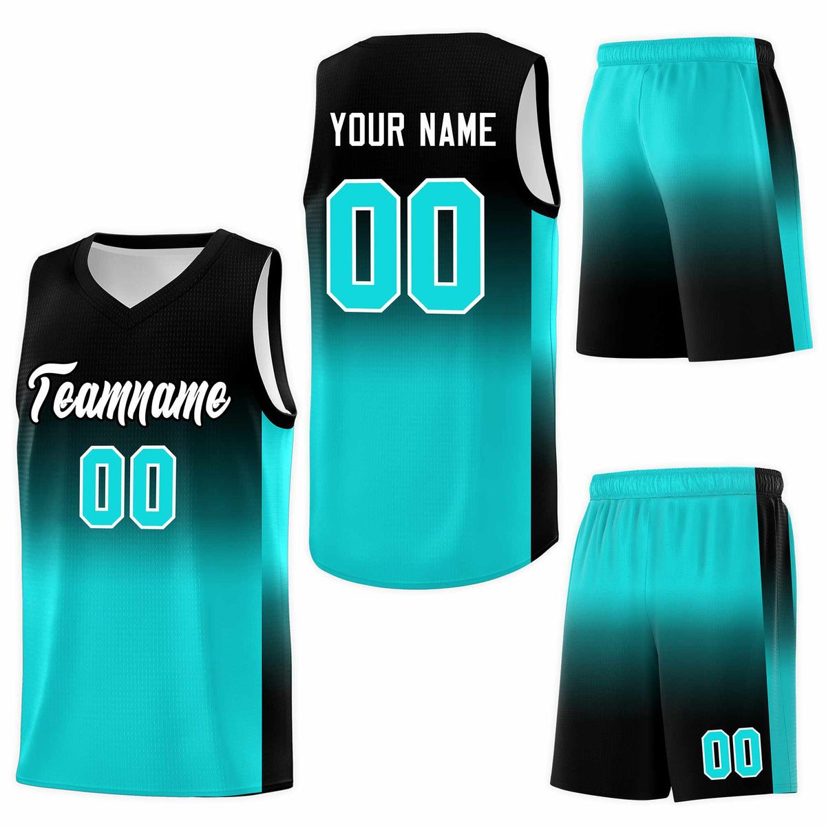 Custom Black Bright Green Gradient Fashion Sets Sports Uniform Basketball Jersey