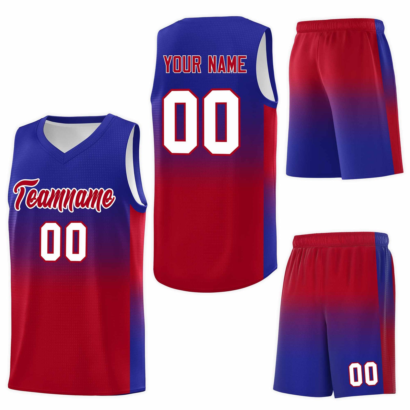 Custom Royal Red Gradient Fashion Sets Sports Uniform Basketball Jersey