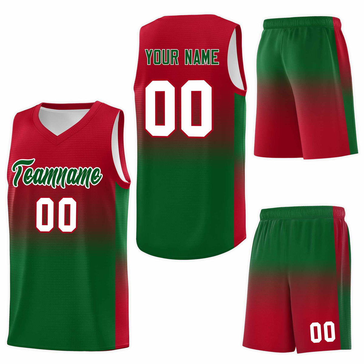 Custom Red Kelly Green Gradient Fashion Sets Sports Uniform Basketball Jersey