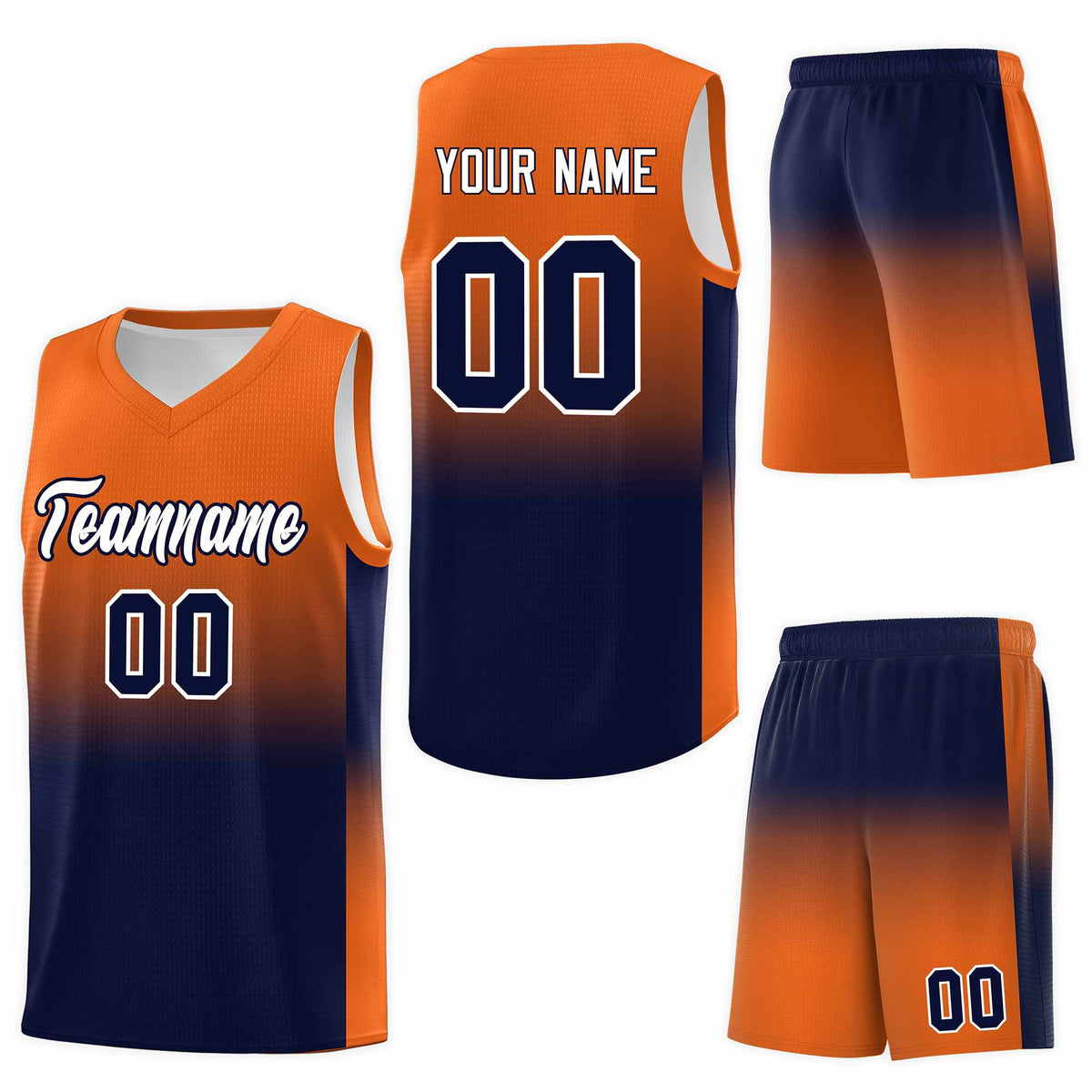 Custom Orange Navy Gradient Fashion Sets Sports Uniform Basketball Jersey