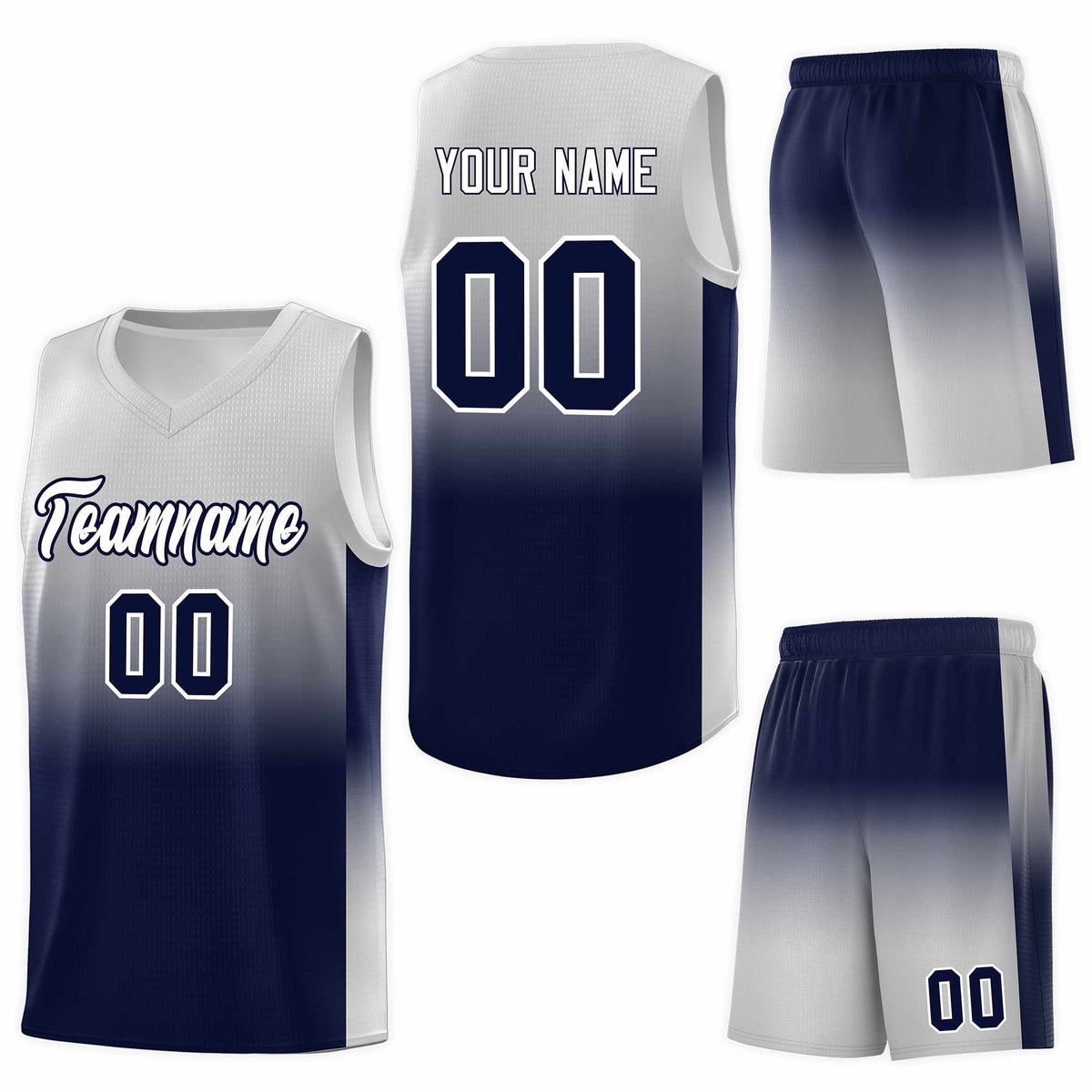 Custom Gray Navy Gradient Fashion Sets Sports Uniform Basketball Jersey