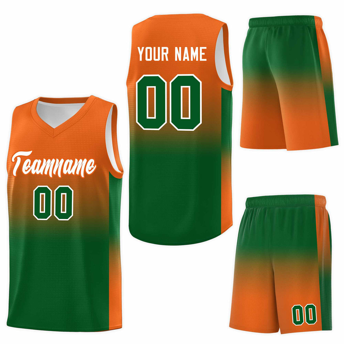 Custom Orange Kelly Green Gradient Fashion Sets Sports Uniform Basketball Jersey