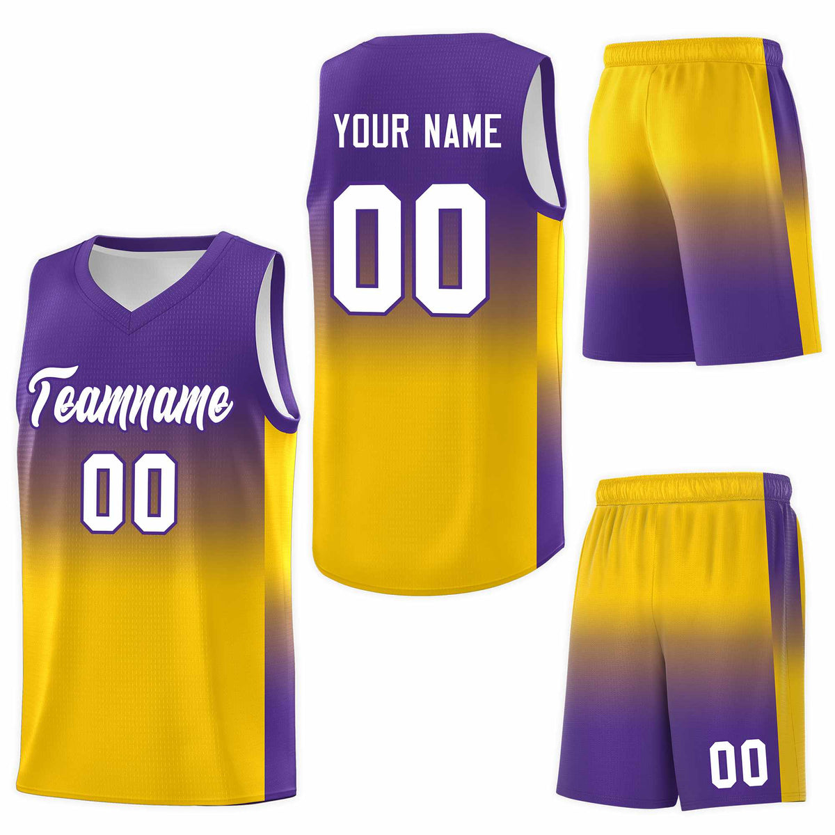 Custom Purple Gold Gradient Fashion Sets Sports Uniform Basketball Jersey