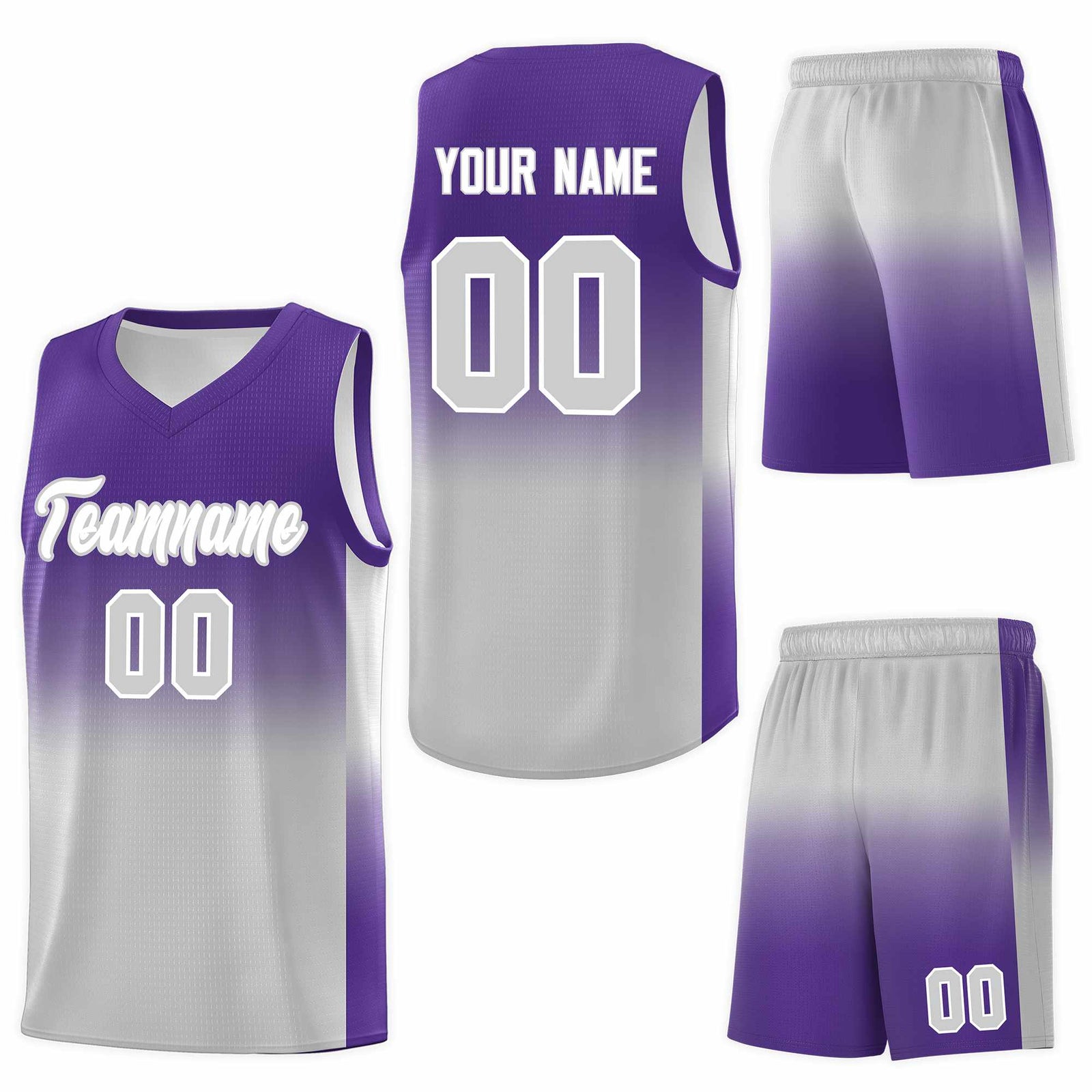 Custom Purple Gray Gradient Fashion Sets Sports Uniform Basketball Jersey