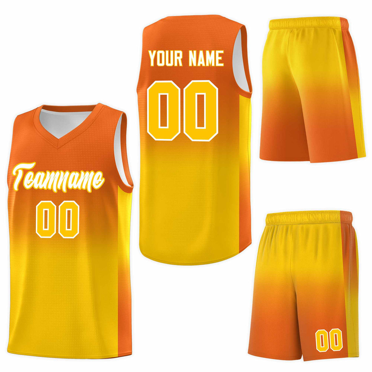 Custom Orange Gold Gradient Fashion Sets Sports Uniform Basketball Jersey