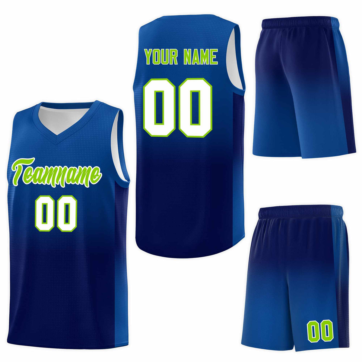 Custom Royal Navy Gradient Fashion Sets Sports Uniform Basketball Jersey