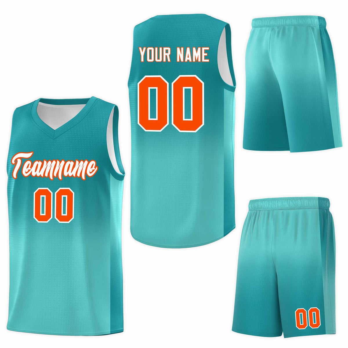 Custom Aqua Bright Green Gradient Fashion Sets Sports Uniform Basketball Jersey