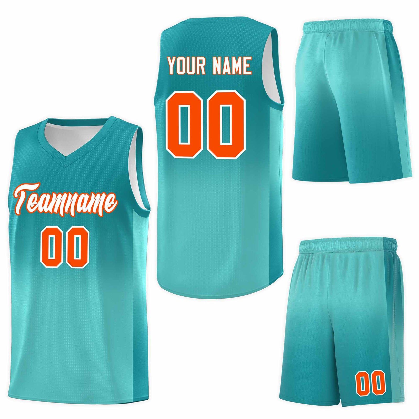 Custom Aqua Bright Green Gradient Fashion Sets Sports Uniform Basketball Jersey