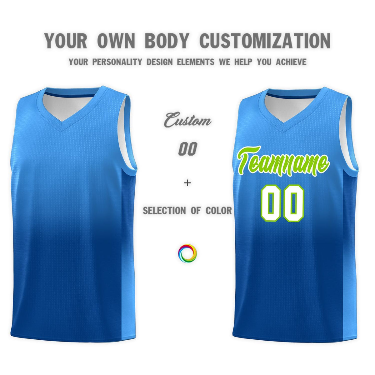 Custom Powder Blue Royal Gradient Fashion Sets Sports Uniform Basketball Jersey