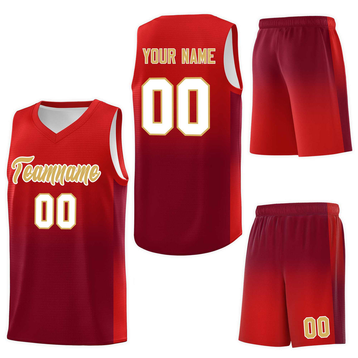 Custom Red Crimson Gradient Fashion Sets Sports Uniform Basketball Jersey