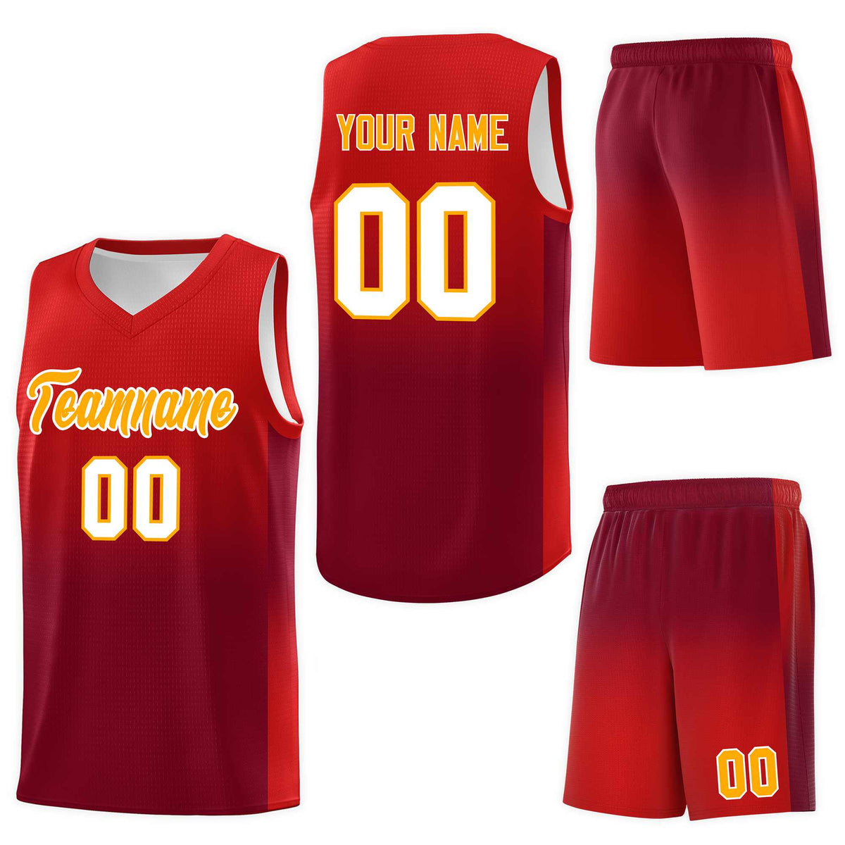 Custom Red Crimson Gradient Fashion Sets Sports Uniform Basketball Jersey