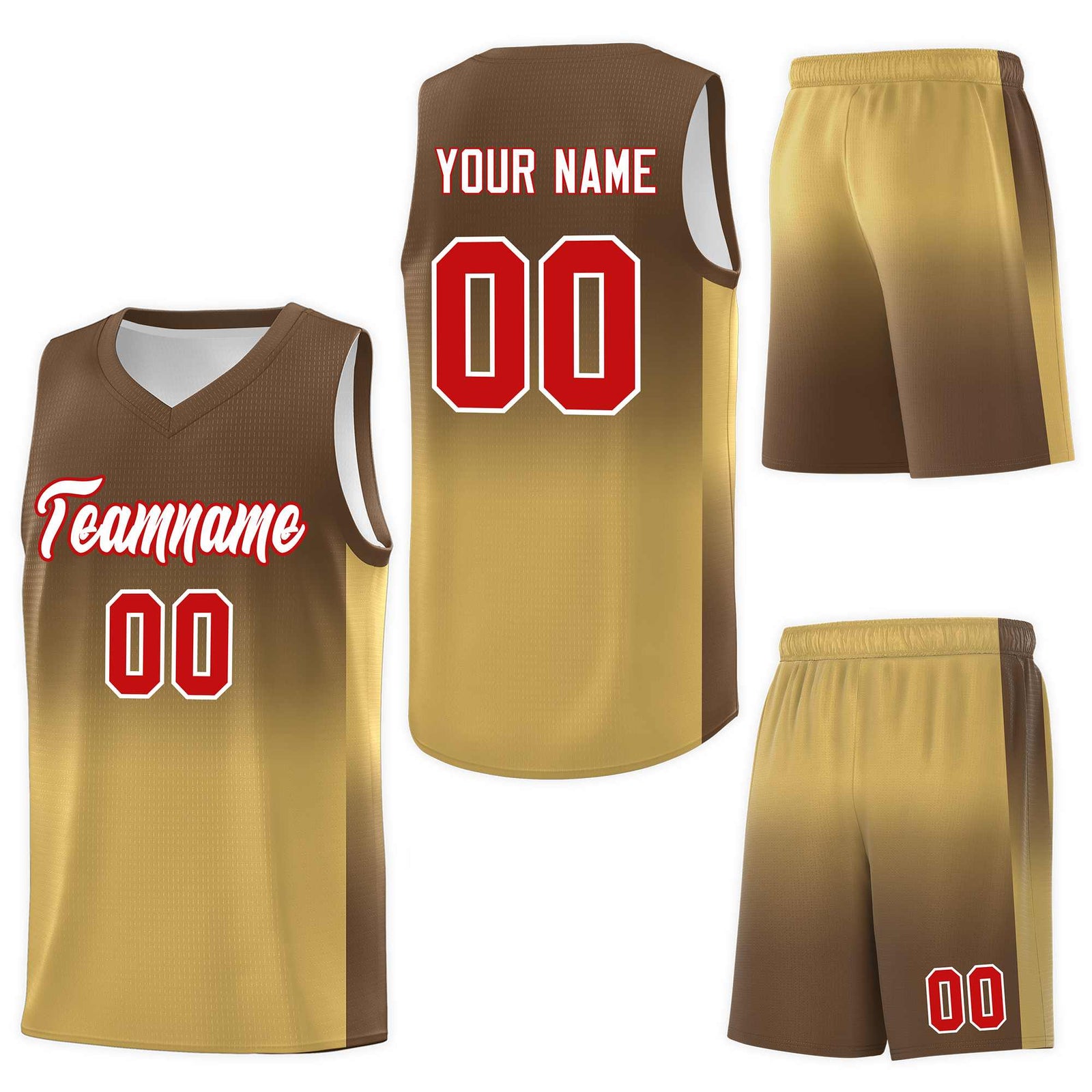 Custom Light Brown Old Gold Gradient Fashion Sets Sports Uniform Basketball Jersey