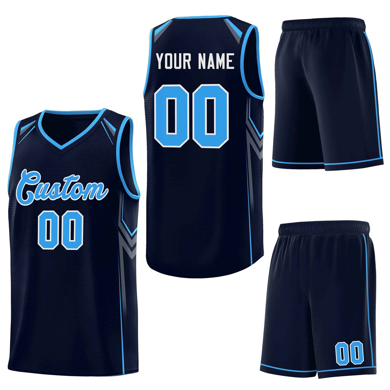 Custom Navy Arrow Graffiti Pattern Sports Uniform Basketball Jersey