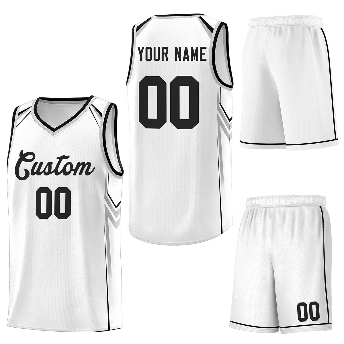 Custom White Arrow Graffiti Pattern Sports Uniform Basketball Jersey