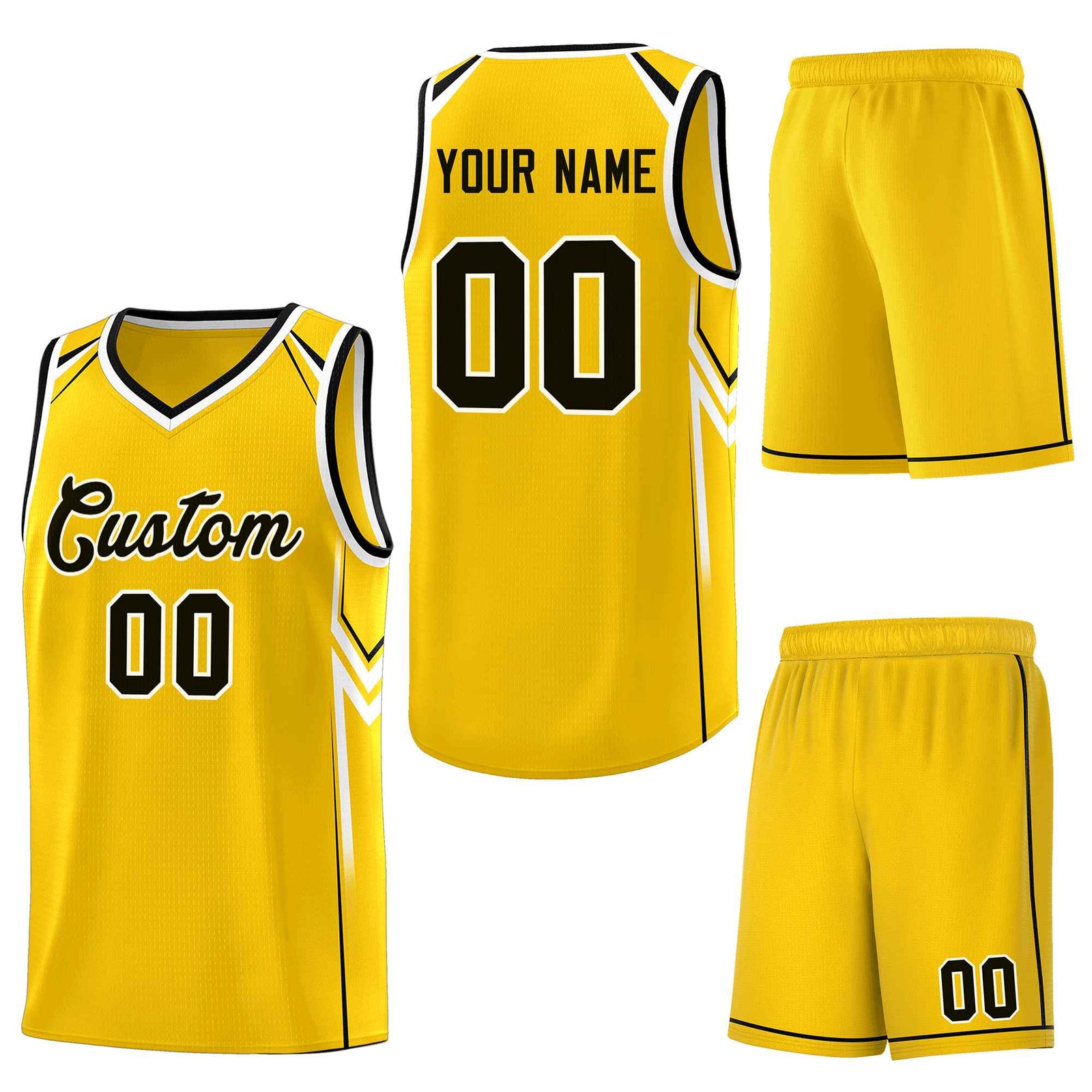 Custom Gold Arrow Graffiti Pattern Sports Uniform Basketball Jersey
