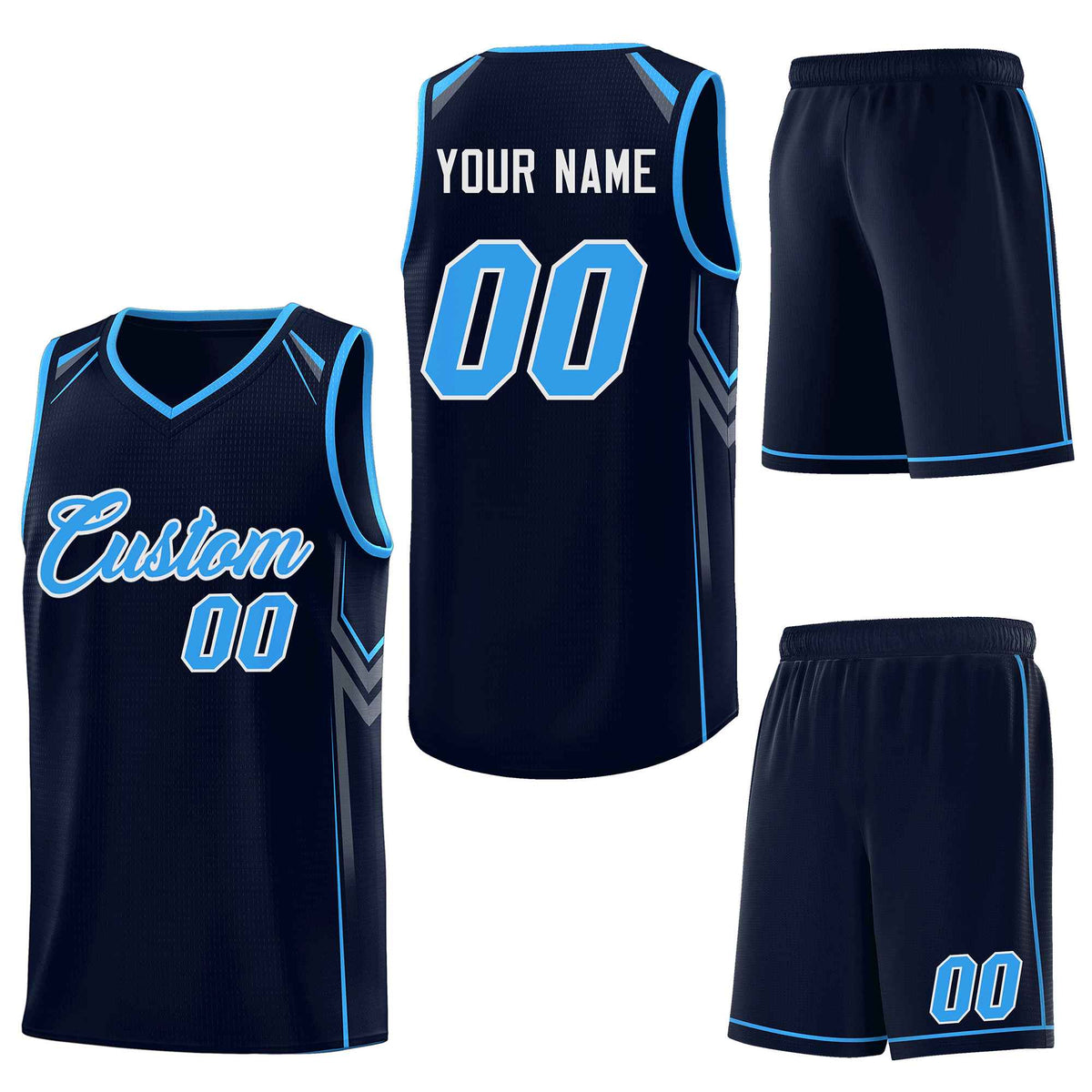 Custom Navy Arrow Graffiti Pattern Sports Uniform Basketball Jersey