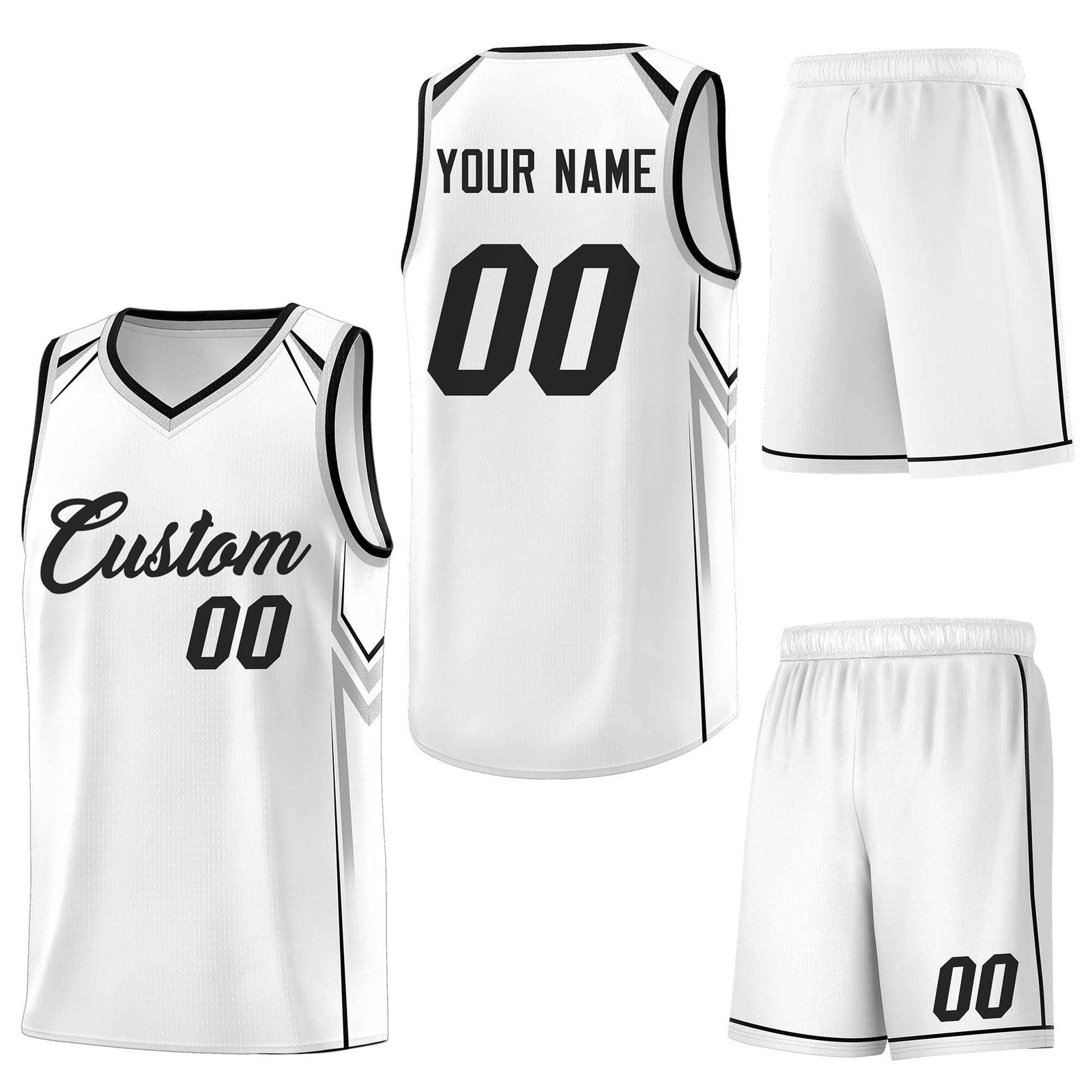 Custom White Arrow Graffiti Pattern Sports Uniform Basketball Jersey