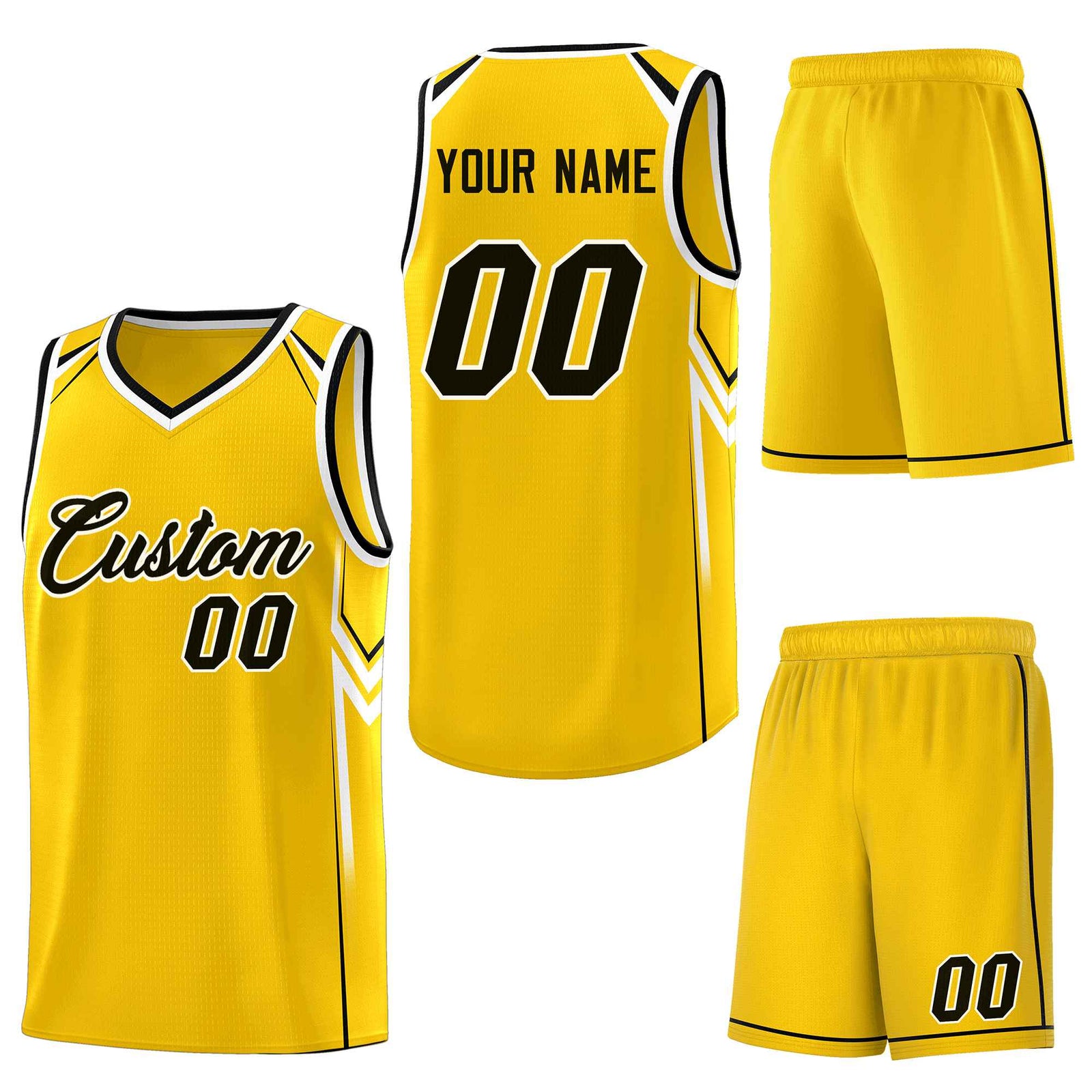 Custom Gold Arrow Graffiti Pattern Sports Uniform Basketball Jersey