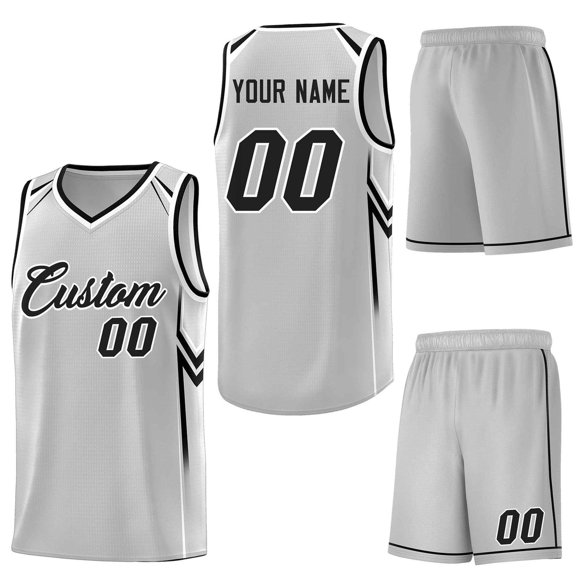 Custom Gray Arrow Graffiti Pattern Sports Uniform Basketball Jersey
