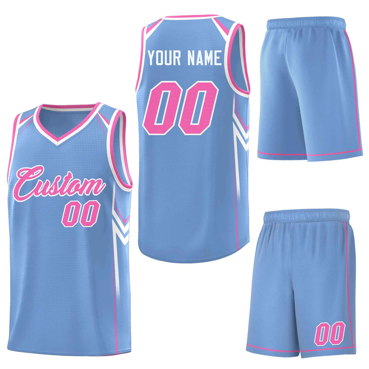 Custom Light Blue Arrow Graffiti Pattern Sports Uniform Basketball Jersey