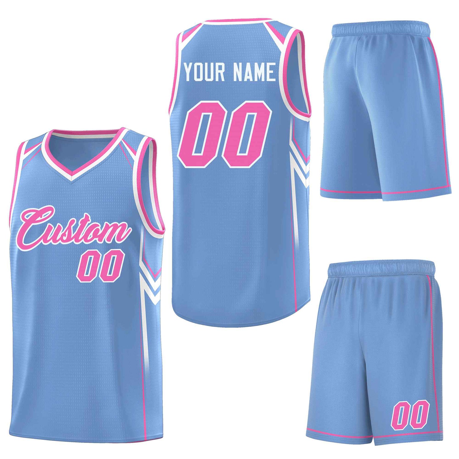 Custom Light Blue Arrow Graffiti Pattern Sports Uniform Basketball Jersey