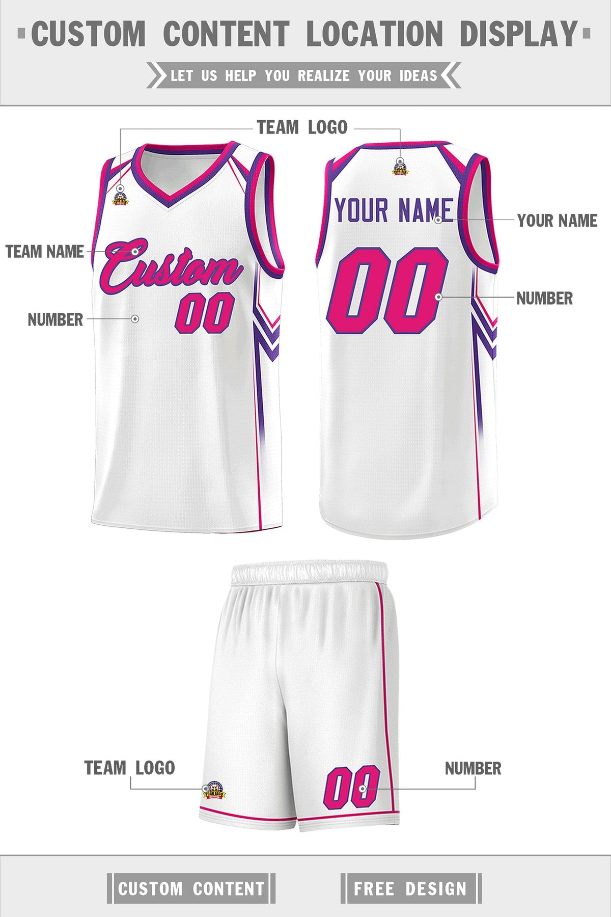 Custom White Arrow Graffiti Pattern Sports Uniform Basketball Jersey