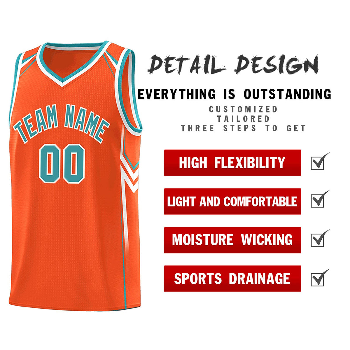 Custom Orange Arrow Graffiti Pattern Sports Uniform Basketball Jersey