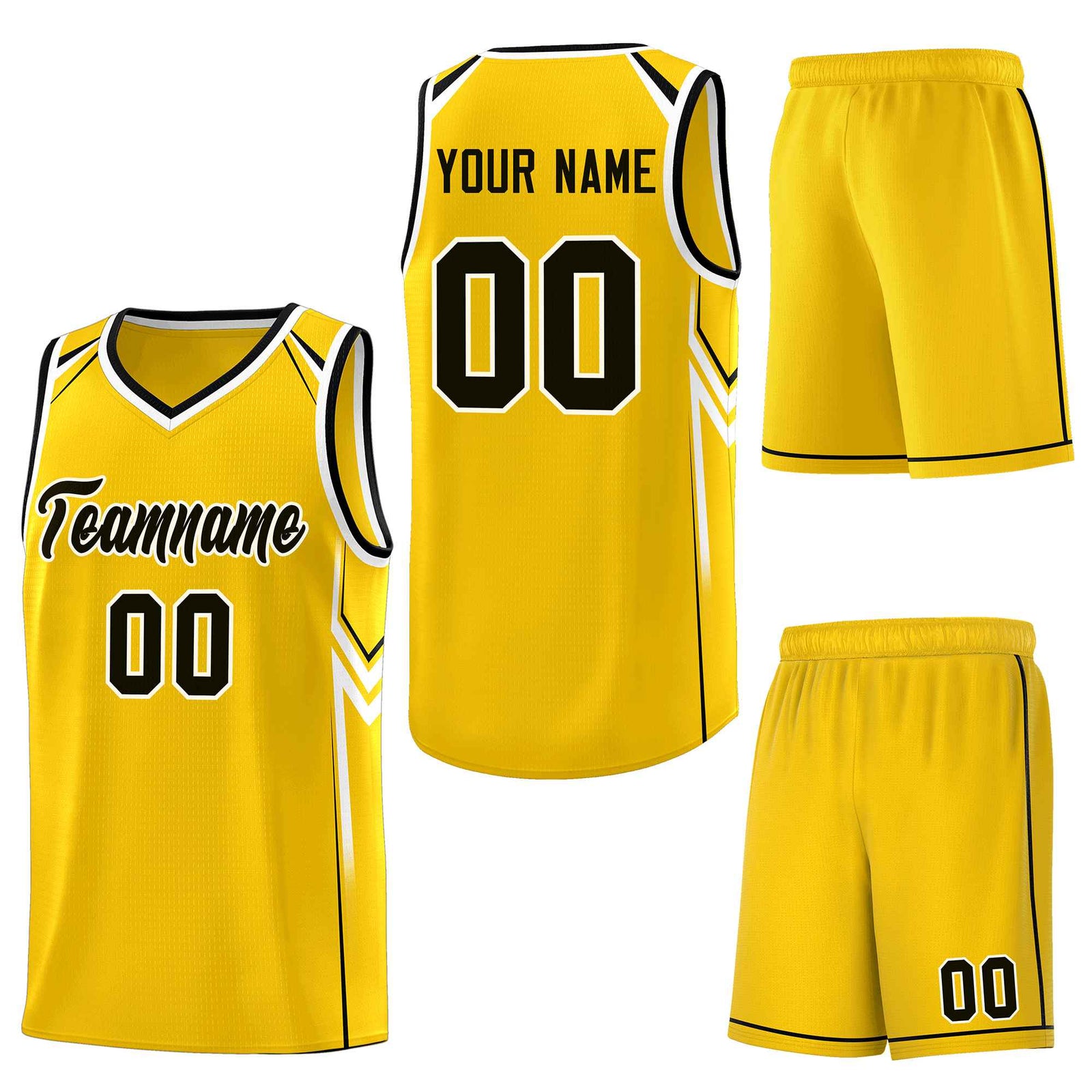 Custom Gold Arrow Graffiti Pattern Sports Uniform Basketball Jersey
