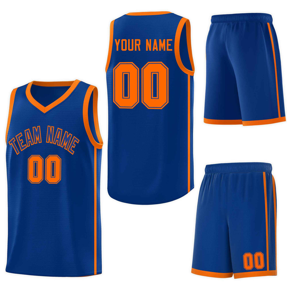 Custom Royal Orange Side Two Bars Sports Uniform Basketball Jersey